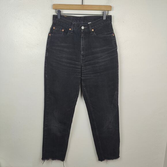 Vintage 90s Levi's‎ 512 Jeans Womens 8 Black Wash Straight Fit Raw Hem Vtg - Picture 1 of 12